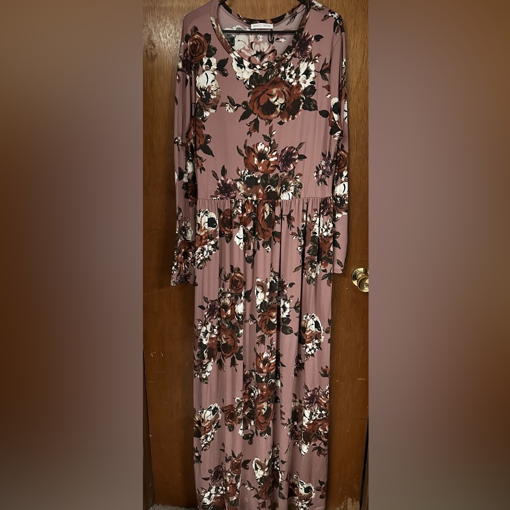 Floor length long sleeve floral dress